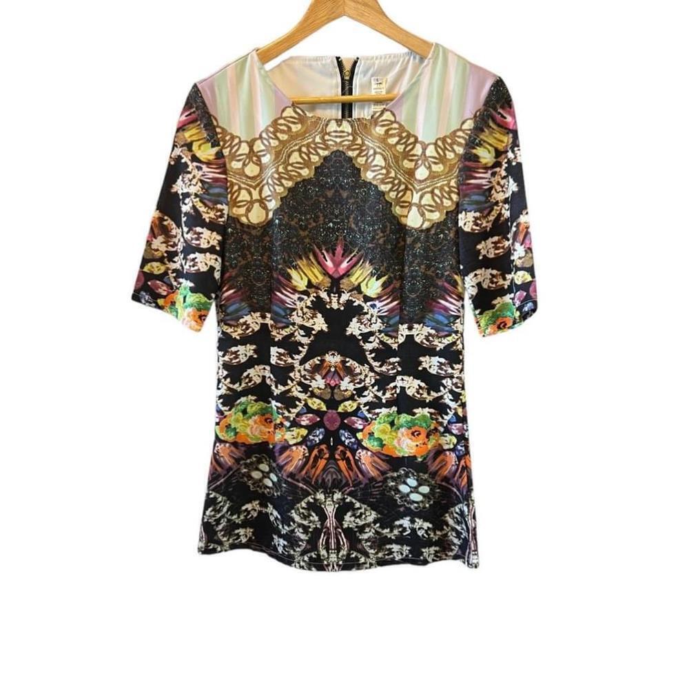 NWOT Boho Scoop Neck Short Sleeve Short Mini Dress L